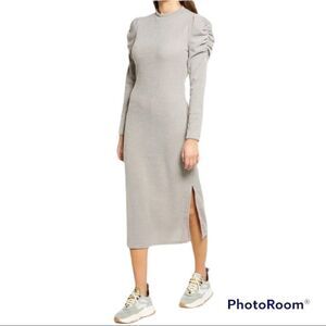 All In Favor Melange Puff long sleeve dress NWT L